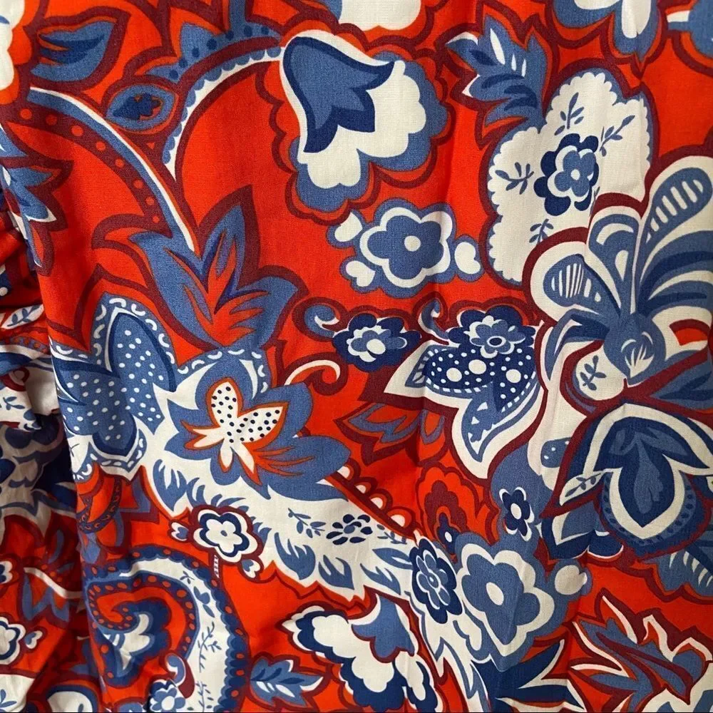 NWT! ZARA blue/red floral print ruffled mini boho dress XS